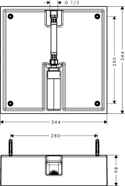 Hansgrohe - Concealed bodies - Zuhanyfej beépítő test - 26254180 – 2. kép