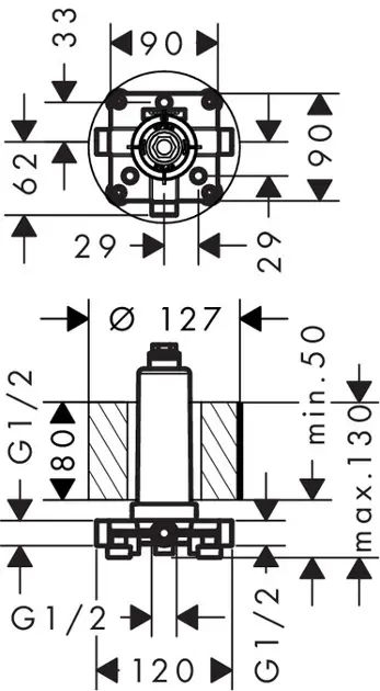 Hansgrohe - Raindance Select - Zuhanyfej beépítő test - 24010180 – 2. kép