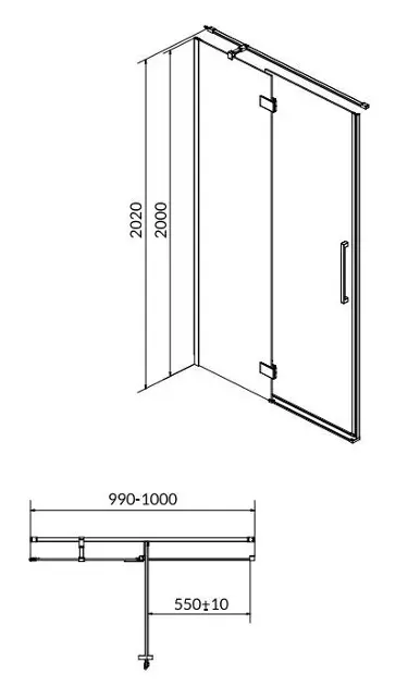 Cersanit - Crea - Zuhanyajtó - S159-001 – 2. kép