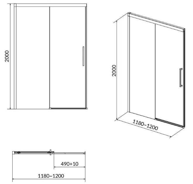 Cersanit - Crea - Zuhanyajtó - S159-007 – 2. kép