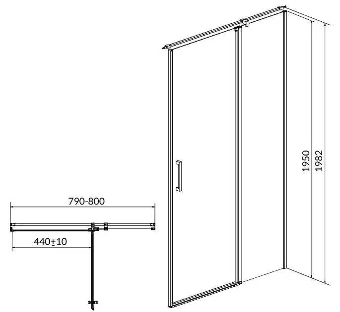 Cersanit - Moduo - Zuhanyajtó - S162-004 – 2. kép