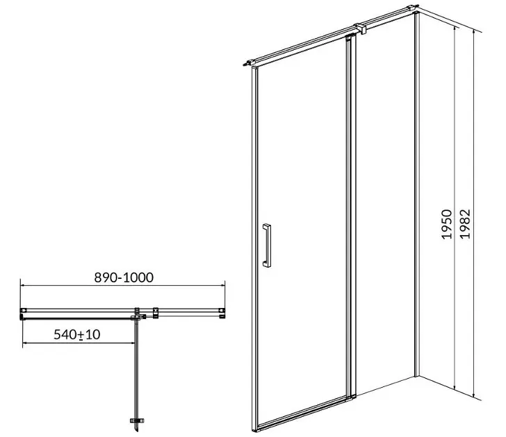 Cersanit - Moduo - Zuhanyajtó - S162-006 – 2. kép