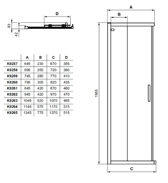 Ideal Standard - Connect 2 - Zuhanyajtó - K9262EO – 2. kép