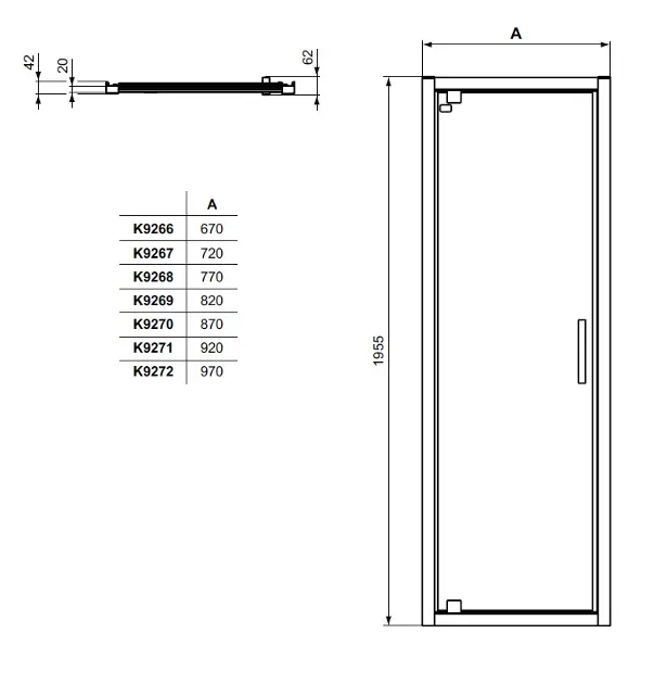Ideal Standard - Connect 2 - Zuhanyajtó - K9272EO – 2. kép