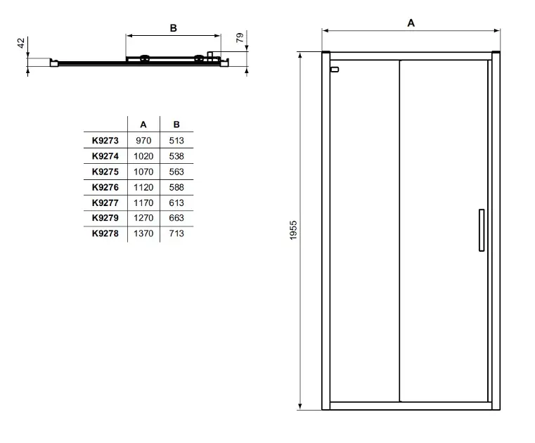 Ideal Standard - Connect 2 - Zuhanyajtó - K9275EO – 2. kép