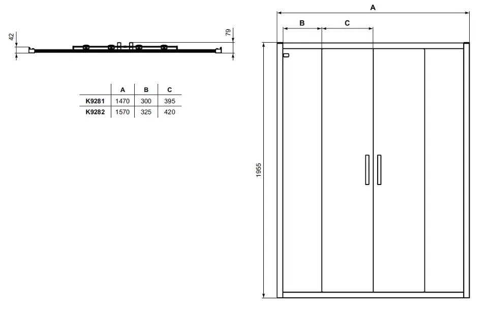 Ideal Standard - Connect 2 - Zuhanyajtó - K9282EO – 2. kép