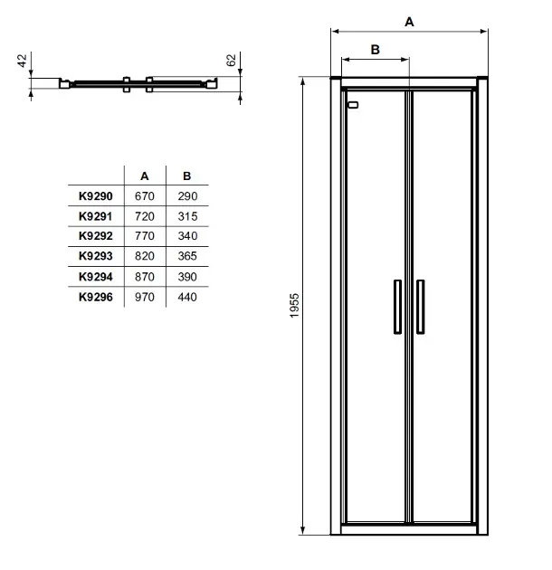Ideal Standard - Connect 2 - Zuhanyajtó - K9293EO – 2. kép