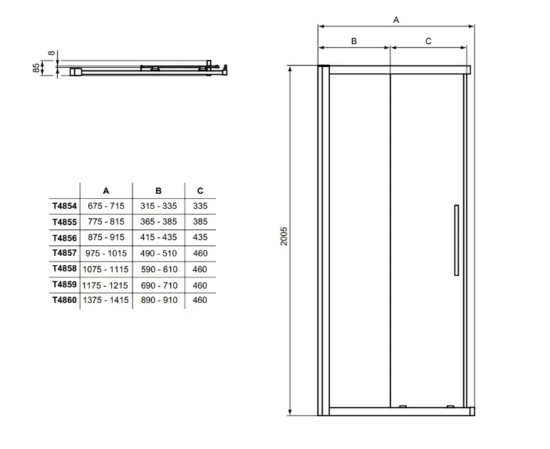 Ideal Standard - i.Life - Zuhanyajtó - T4860EO – 2. kép