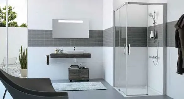 Hüppe - Zuhanykabin 90x80x200cm, sarokbelépős tolóajtó, króm profil, vízlepergető üveg - C25202069322