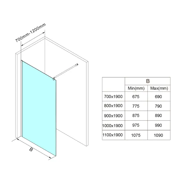 Aqualine - Walk-In - Zuhanyparaván - WI110 – 2. kép