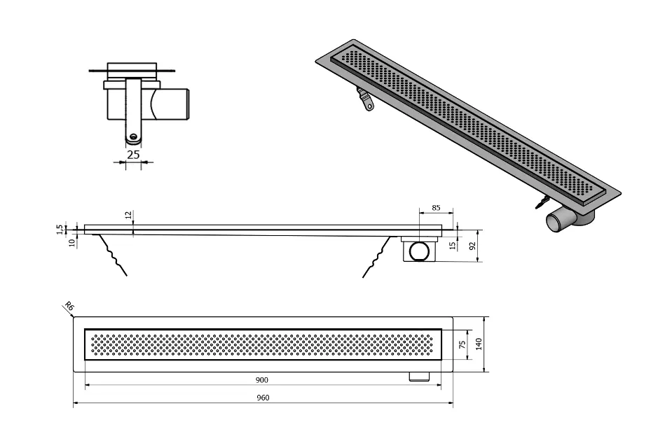 Aqualine - Shower drains - Zuhanylefolyó - 2705-10 – 2. kép