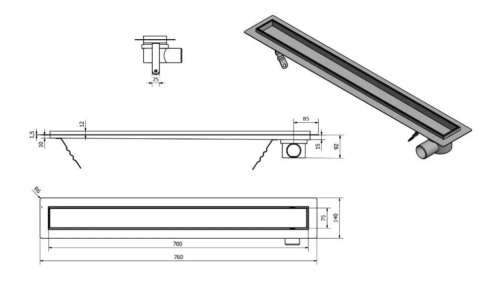 Aqualine - Shower drains - Zuhanylefolyó - 2710-80 – 2. kép