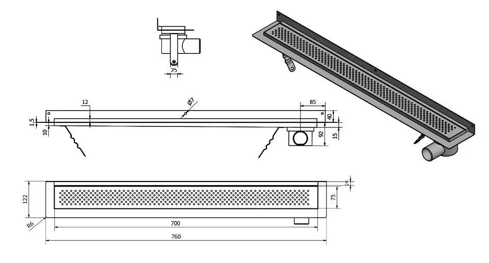 Aqualine - Shower drains - Zuhanylefolyó - 2715-80 – 2. kép