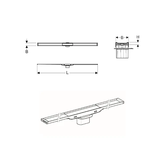 Geberit - CleanLine - Zuhanylefolyó - 154.453.KS.1 – 2. kép