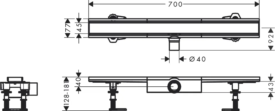 Hansgrohe - RainDrain Compact - Zuhanylefolyó - 56164800 – 2. kép