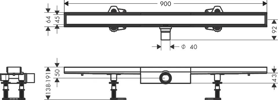 Hansgrohe - RainDrain Compact - Zuhanylefolyó - 56169000 – 2. kép