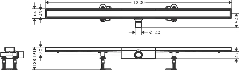 Hansgrohe - RainDrain Compact - Zuhanylefolyó - 56173000 – 2. kép