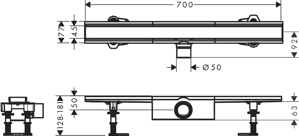 Hansgrohe - RainDrain Compact - Zuhanylefolyó - 56176800 – 2. kép