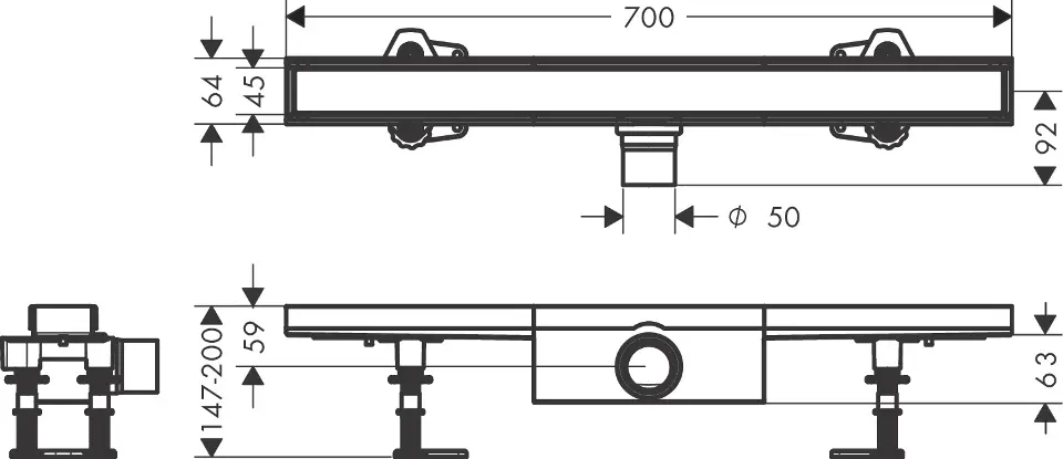 Hansgrohe - RainDrain Compact - Zuhanylefolyó - 56177000 – 2. kép