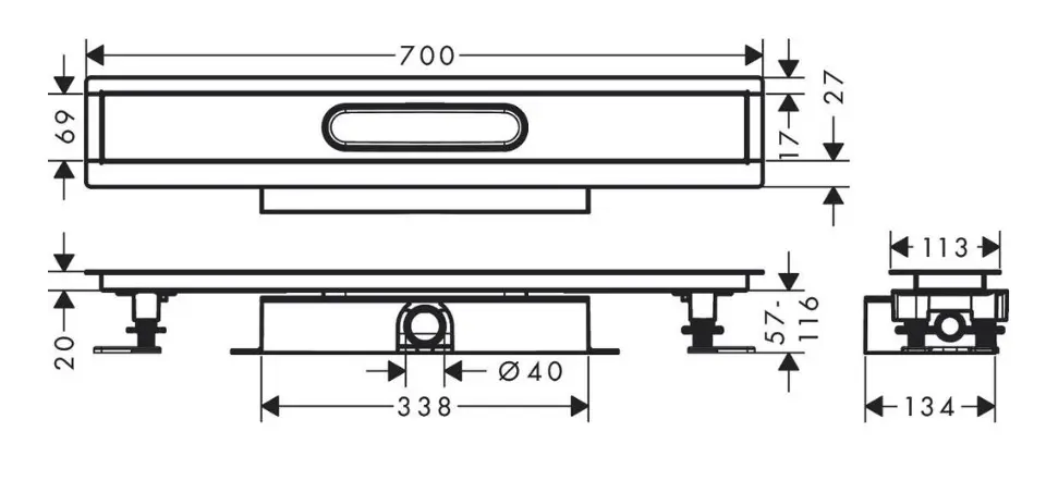 Hansgrohe - uBox universal - Zuhanylefolyó - 56017180 – 2. kép