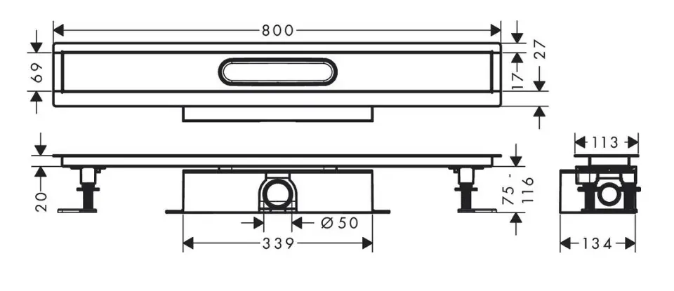 Hansgrohe - uBox universal - Zuhanylefolyó - 56024180 – 2. kép
