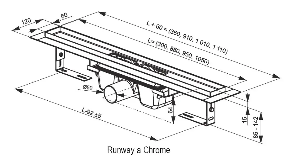 Ravak - Runway - Zuhanylefolyó - X01418 – 2. kép
