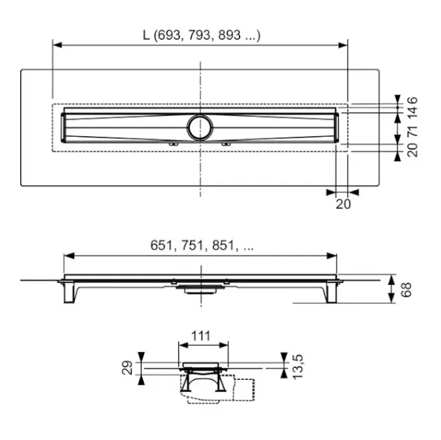 Tece - TECEdrailine-Evo - Zuhanylefolyó - 600703 – 2. kép