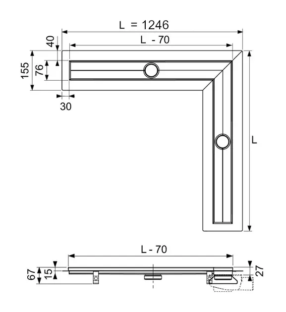 Tece - TECEdrainline - Zuhanylefolyó - 611200 – 2. kép