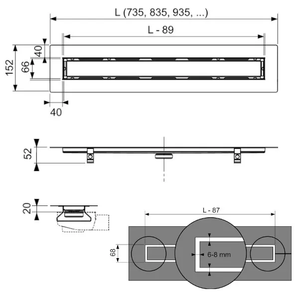 Tece - TECEdrainline - Zuhanylefolyó - 650700 – 2. kép