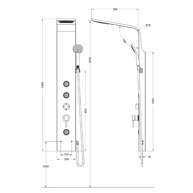 Aqualine - Showers - Zuhanypanel - SL680 – 2. kép