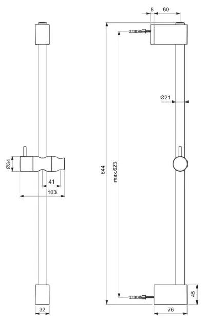 Ideal Standard - Idealrain - Zuhanyrúd - BE400AA – 2. kép