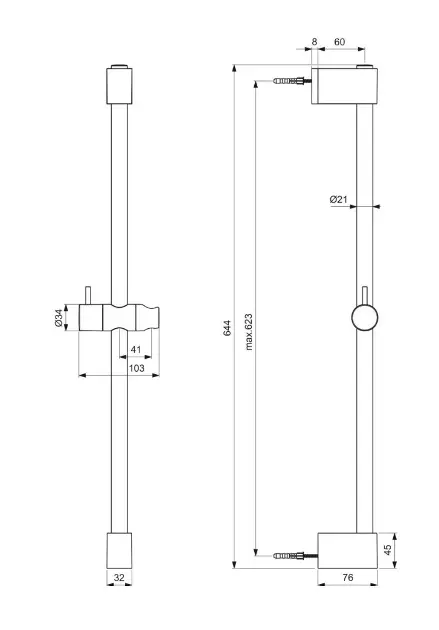 Ideal Standard - Idealrain - Zuhanyrúd - BE400XG – 2. kép