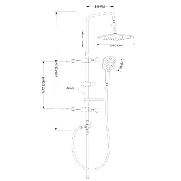 Aqualine - Showers - Zuhanyszett - SL430 – 2. kép