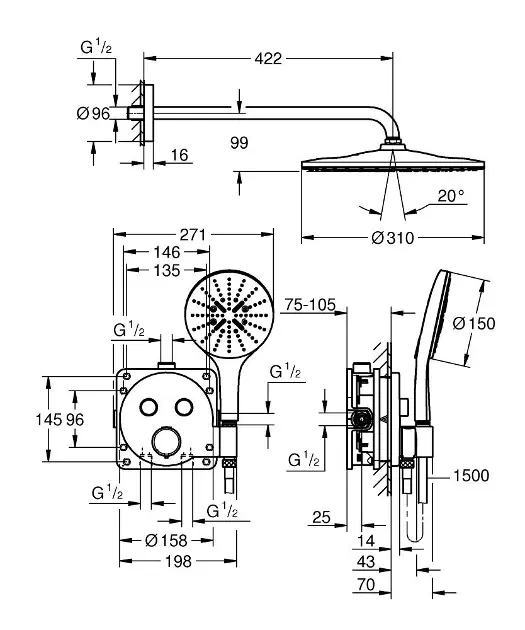 Grohe - Precision SmartControl - Zuhanyszett - 34877000 – 2. kép