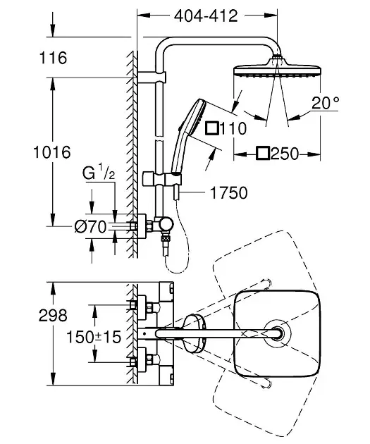 Grohe - Vitalio Comfort - Zuhanyszett - 26696001 – 2. kép