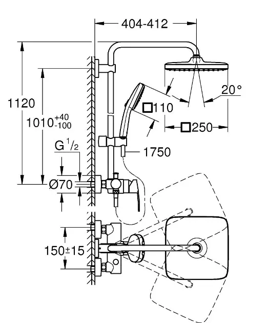 Grohe - Vitalio Comfort - Zuhanyszett - 26985001 – 2. kép
