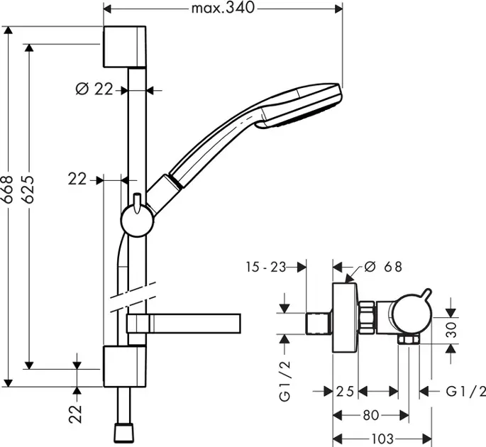 Hansgrohe - Croma 100 - Zuhanyszett - 27032000 – 2. kép
