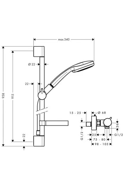 Hansgrohe - Croma 100 - Zuhanyszett - 27033000 – 2. kép