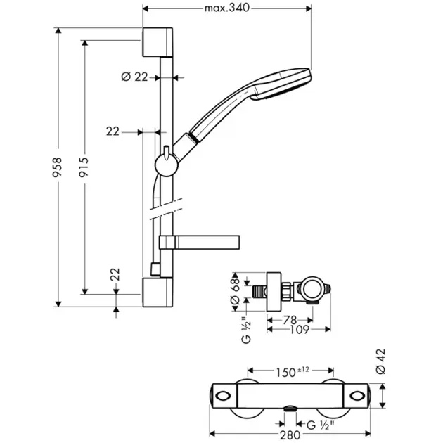 Hansgrohe - Croma 100 - Zuhanyszett - 27085000 – 2. kép