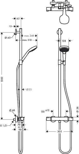 Hansgrohe - Croma Select E - Zuhanyszett - 27248400 – 2. kép