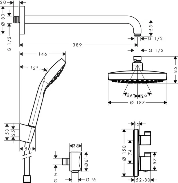 Hansgrohe - Croma Select S - Zuhanyszett - 27295000 – 2. kép