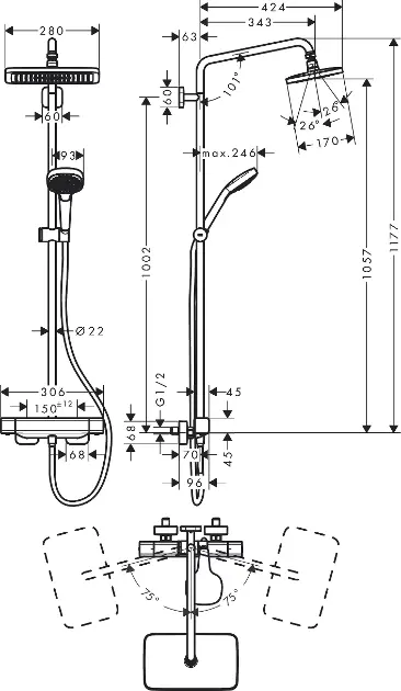 Hansgrohe - Croma - Zuhanyszett - 27660000 – 2. kép