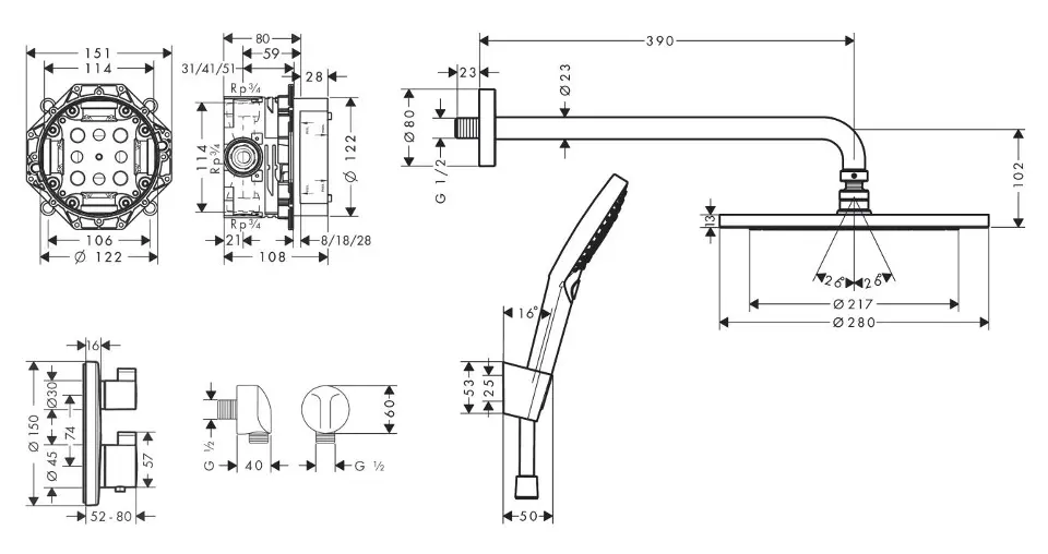 Hansgrohe - Croma - Zuhanyszett - 27961670 – 2. kép