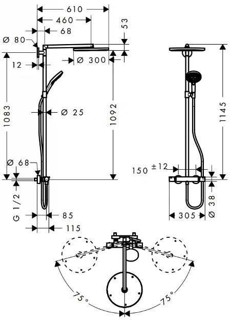 Hansgrohe - Raindance S - Zuhanyszett - 27114000 – 2. kép