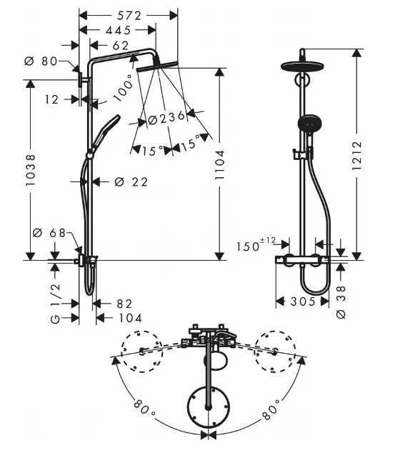 Hansgrohe - Raindance S - Zuhanyszett - 27116000 – 2. kép