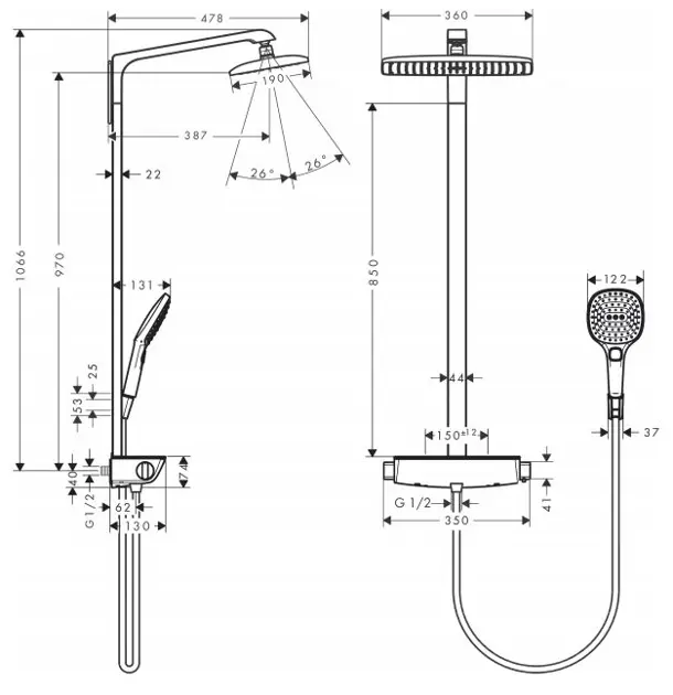 Hansgrohe - Raindance Select E - Zuhanyszett - 27112400 – 2. kép