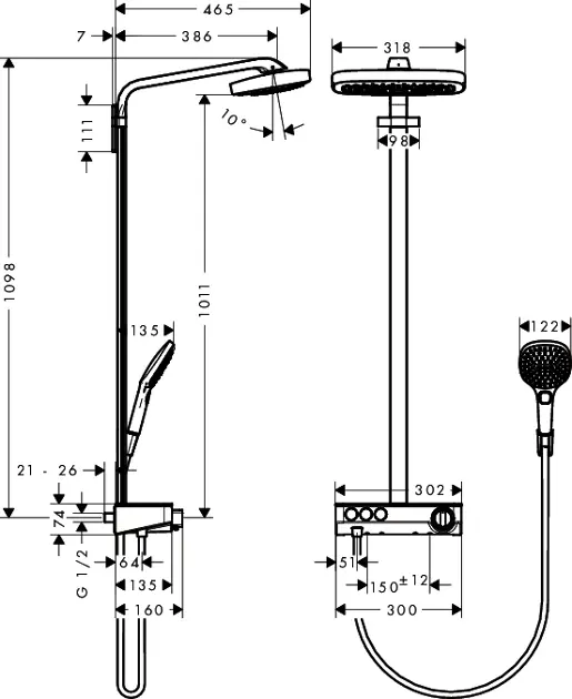 Hansgrohe - Raindance Select E - Zuhanyszett - 27127000 – 2. kép