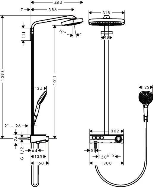 Hansgrohe - Raindance Select E - Zuhanyszett - 27127400 – 2. kép