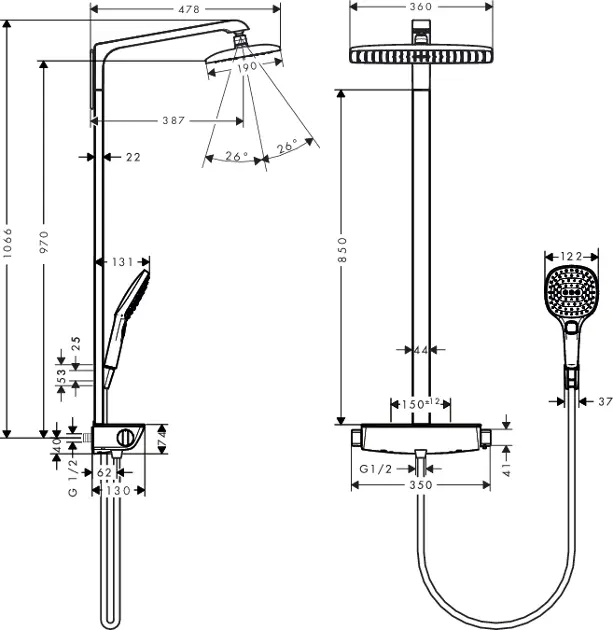Hansgrohe - Raindance Select E - Zuhanyszett - 27286000 – 2. kép