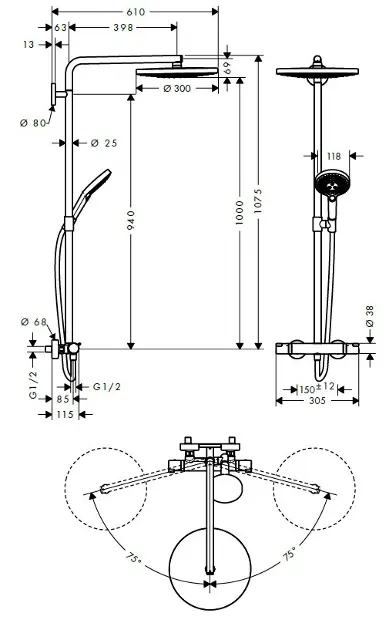 Hansgrohe - Raindance Select S - Zuhanyszett - 27133000 – 2. kép